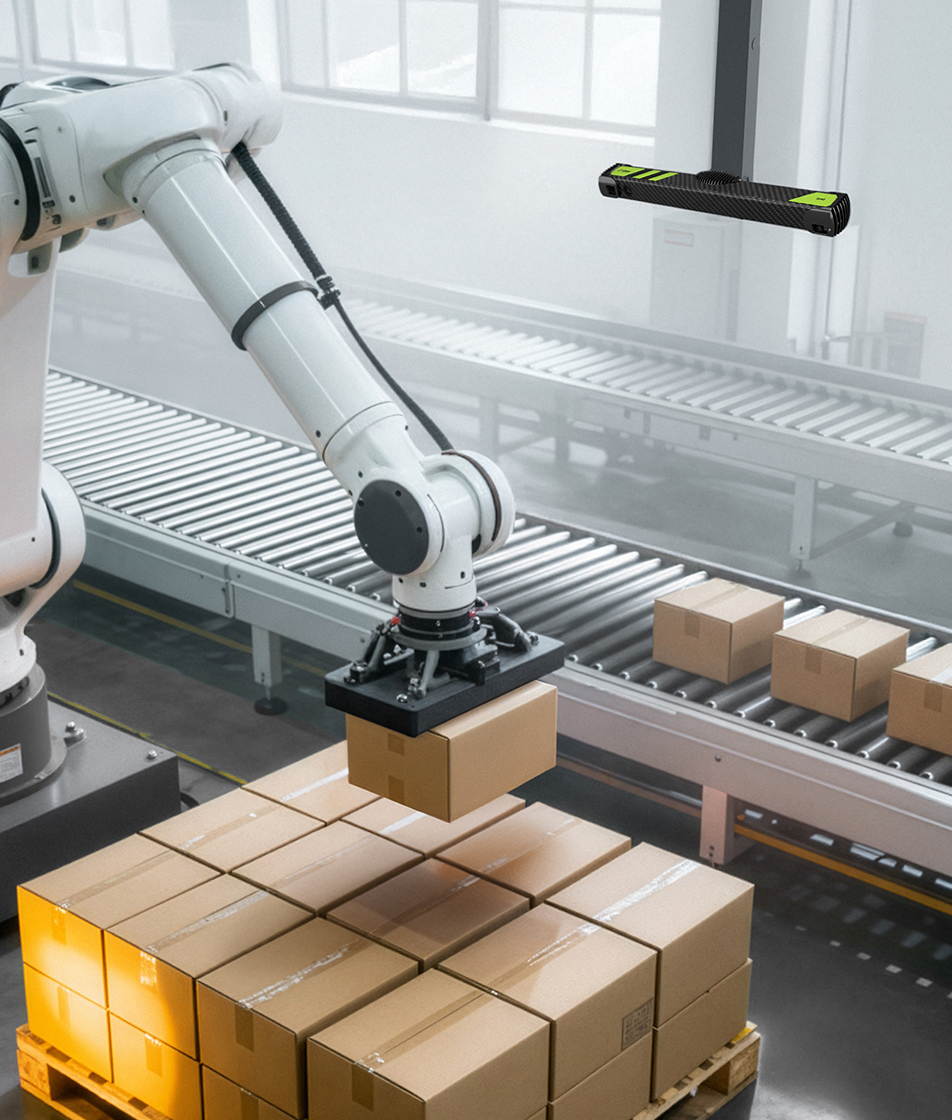 3D řízení robotické manipulace v logistice